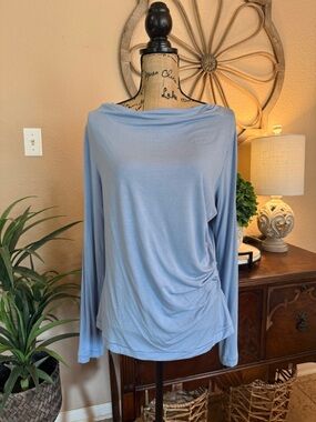 Athleta Blue Weekender Top Draped Long-Sleeve Top
